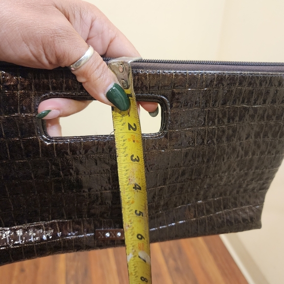 XOXO Brown Embossed Faux Patent leather Satchel Bag - Picture 11 of 12